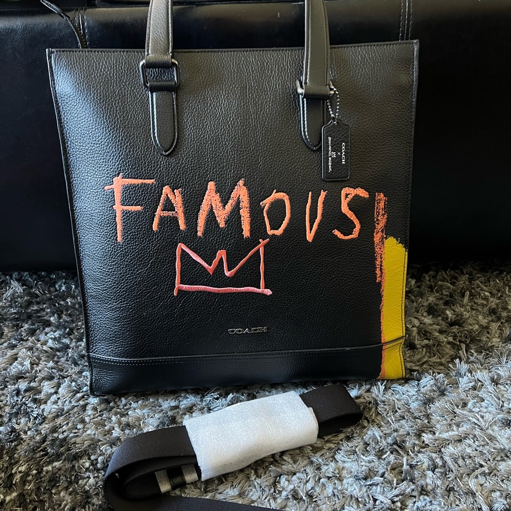 Coach X Jean-michel Basquiat Graham Structured Black Leather Tote